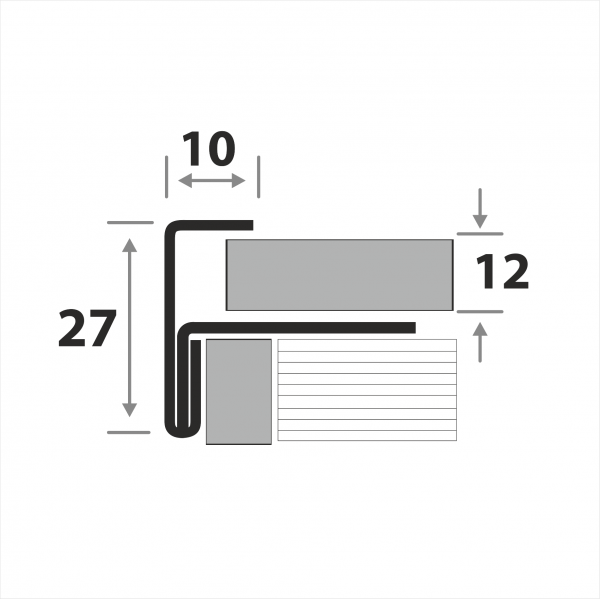 Профиль угловой для ступеней под плитку ПУ 13-12