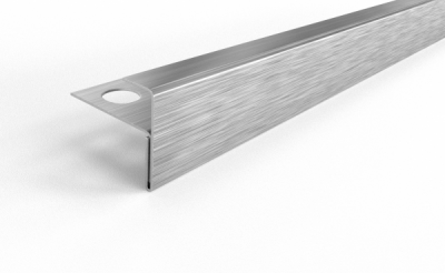 Профиль угловой для ступеней под плитку внешний ПУ 13-8 (2700, 001, Сатинированная нержавеющая сталь, AISI 304)