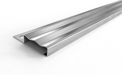 Профиль для защиты ступней под плитку ПУ 35-12 (2700, 001, Сатинированная нержавеющая сталь, AISI 430)