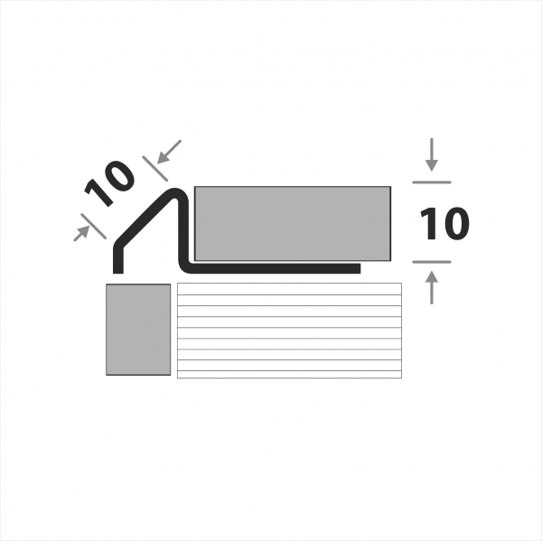 Профиль окантовочный для плитки наружный ПК 10-10
