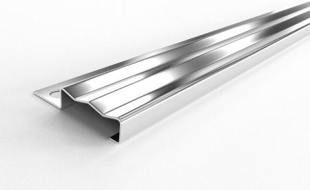 Профиль для защиты ступней под плитку ПУ 35-12 (2700, 001, Полированная нержавеющая сталь, AISI 304)